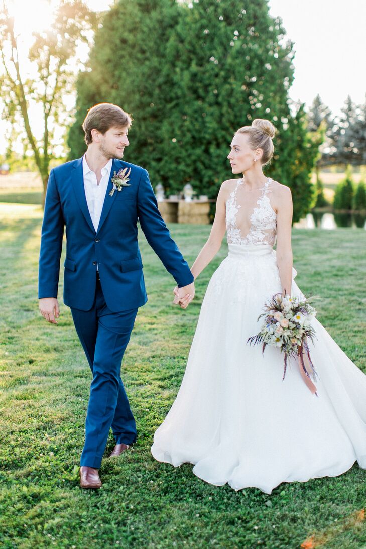 Boho Bride and Groom at a Backyard Wedding