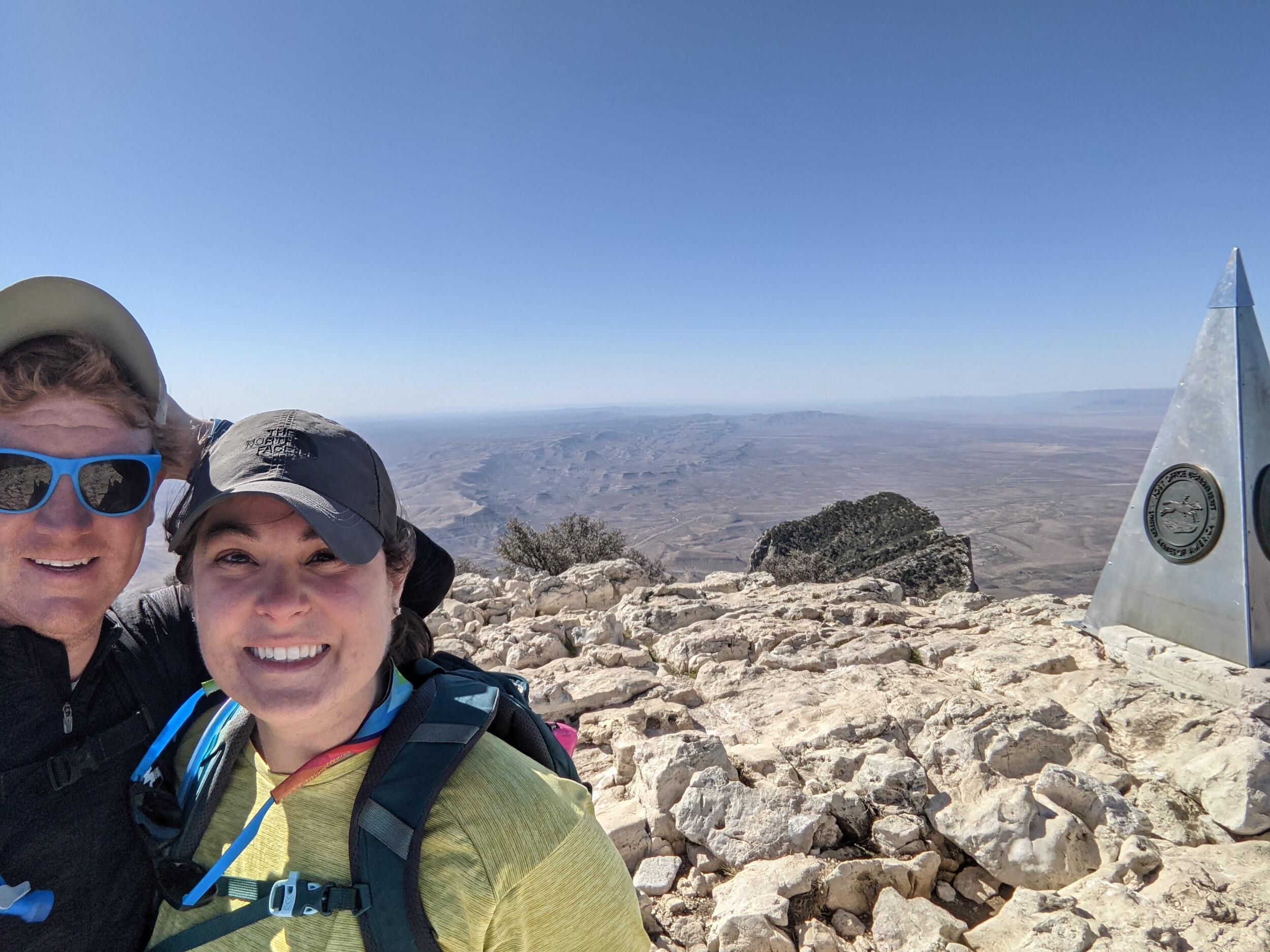 Hiking to the very windy top of Guadeloupe Mountains, which also happens to be the highest point in Texas