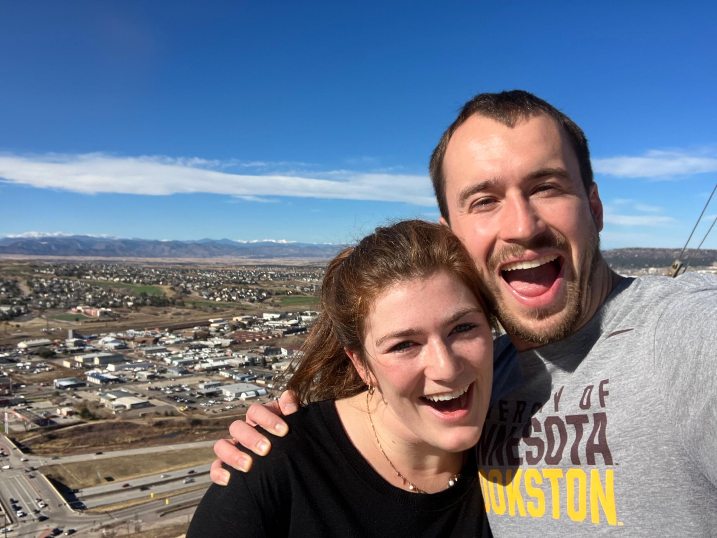 We visited David's family in Colorado and hiked Castle Rock.