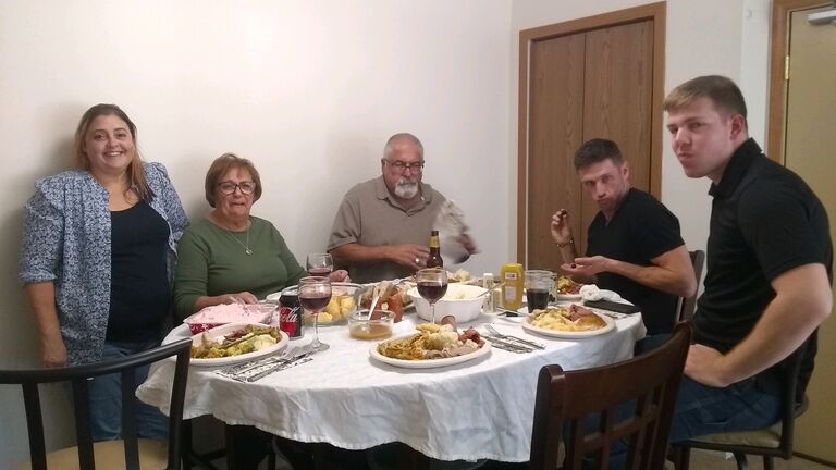 After moving in together, we hosted Thanksgiving with some loved ones for the first time ❤️ 