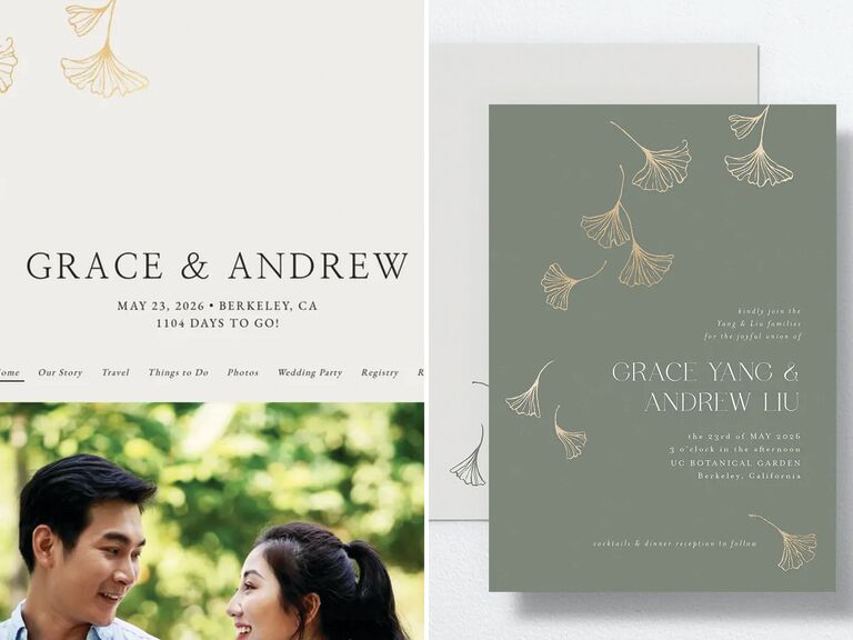 Ginko Leaves Invitations and Website