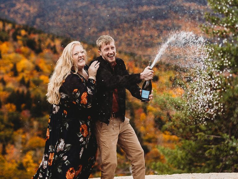 Engagement session in North Conway, NH with our wedding photographers, Chelsea and Ben 