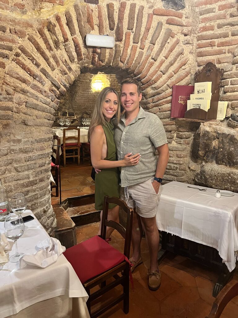 Danielle and Austin begin a once in a lifetime Eurotrip. This photo was taken inside of the oldest operating restaurant in the world (restaurant Botin in Madrid, Spain)! 