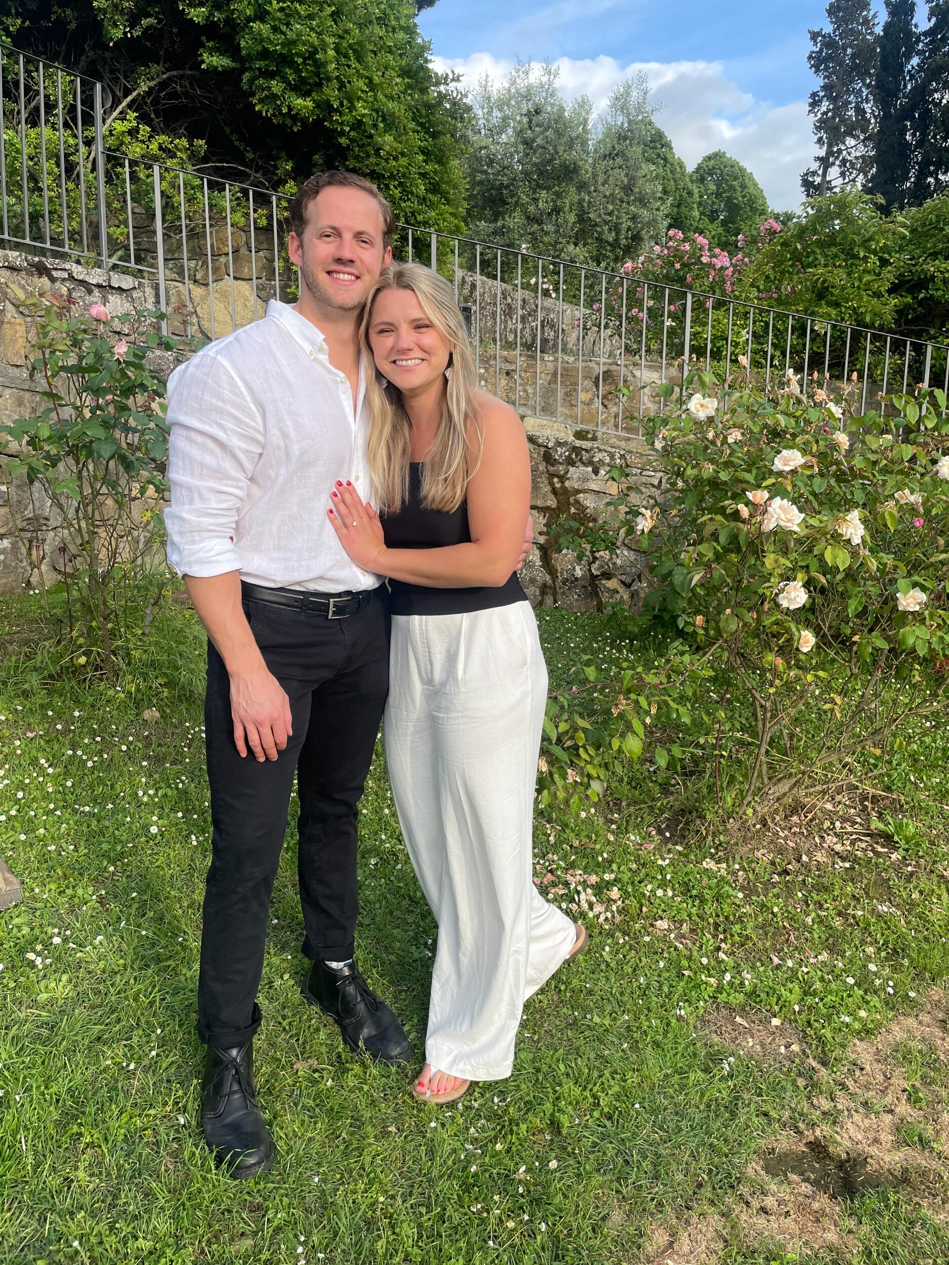 Alec hatched a plan to propose right where it all started, in the heart of Florence. Alec pulled off a surprise proposal and got on one knee in the Gardini delle Rosa, right below Piazzale Michaelangelo and Maddy said 'Yes'!
