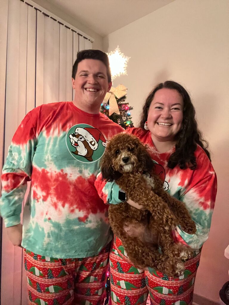 Jared and KJ making their first family Christmas Card