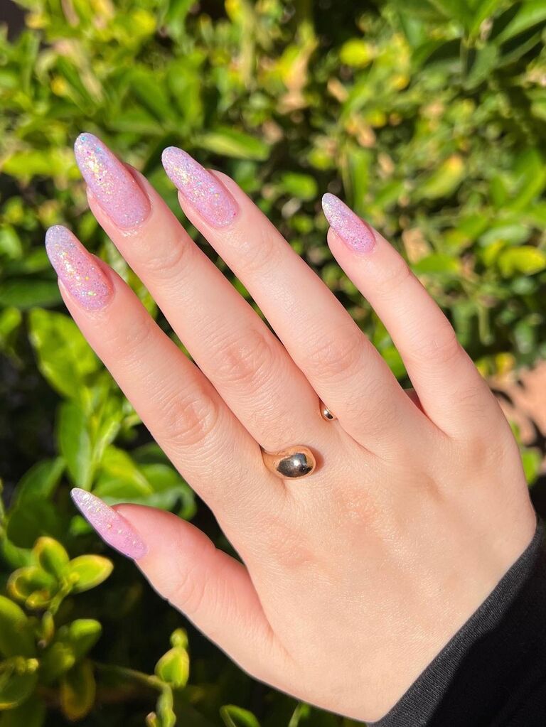 Pink glitter Valentine's Day nails