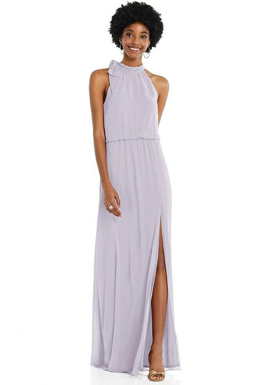 Scoop Neck Convertible Tie-strap Maxi Bridesmaid Dress With Front