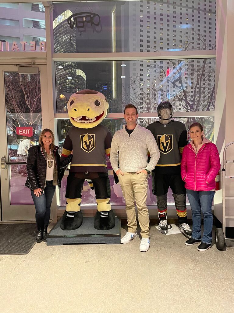 Aydan, my sister, and I at the Las Vegas Knights game. 