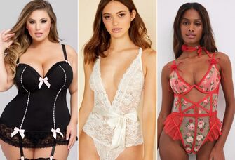 three different types of lingerie in black, white and red