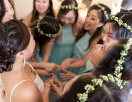 Bride with bridesmaids esther lee kim ng wedding