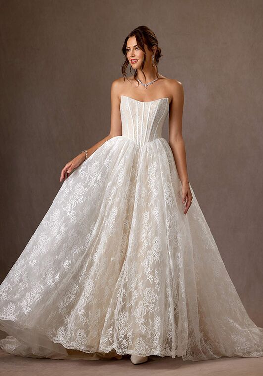 Azazie Azazie Demetria in Diamond White/champagne Wedding Dress | The Knot