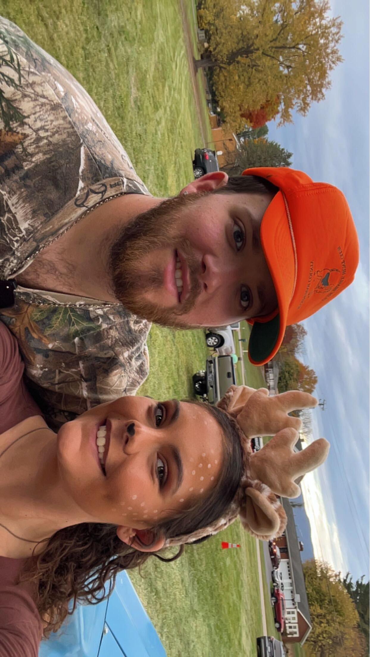 Our first Halloween together. Last minute deer and hunter because we had to help with the trunk or treat at Calvary. 