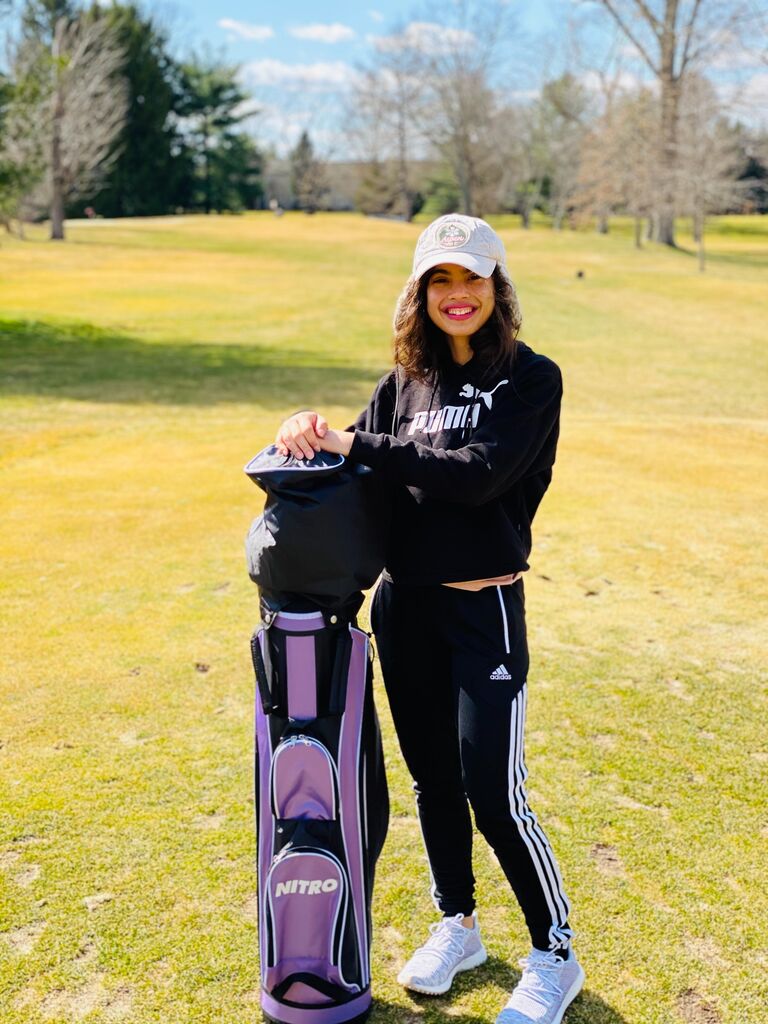 Rickie loves golf and always wants me to golf with him. I would play every once in a while with him but would have to use his golf clubs. Once I started getting good, Rickie gave me my own set of golf clubs. 🏌️‍♀️