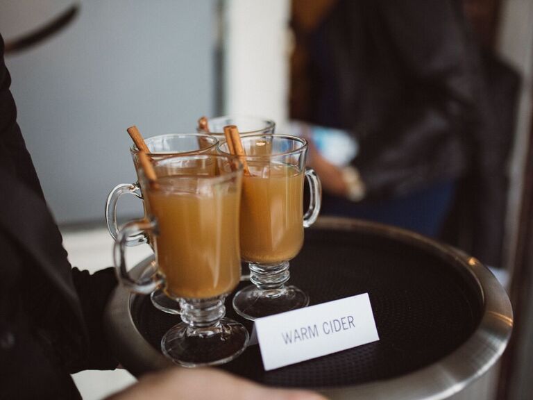 hot spiked cider signature drink idea for winter wedding