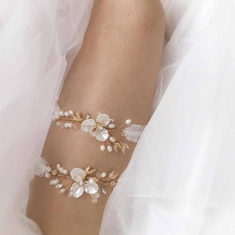 2 Pieces Bridal Garter Wedding Garter Stretch Flower Pattern for