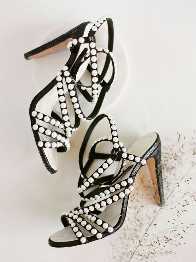 black-and-white heels