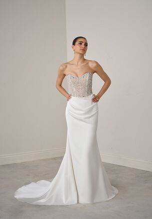 Charmeuse Fit and Flare with Beaded Illusion Bodice
