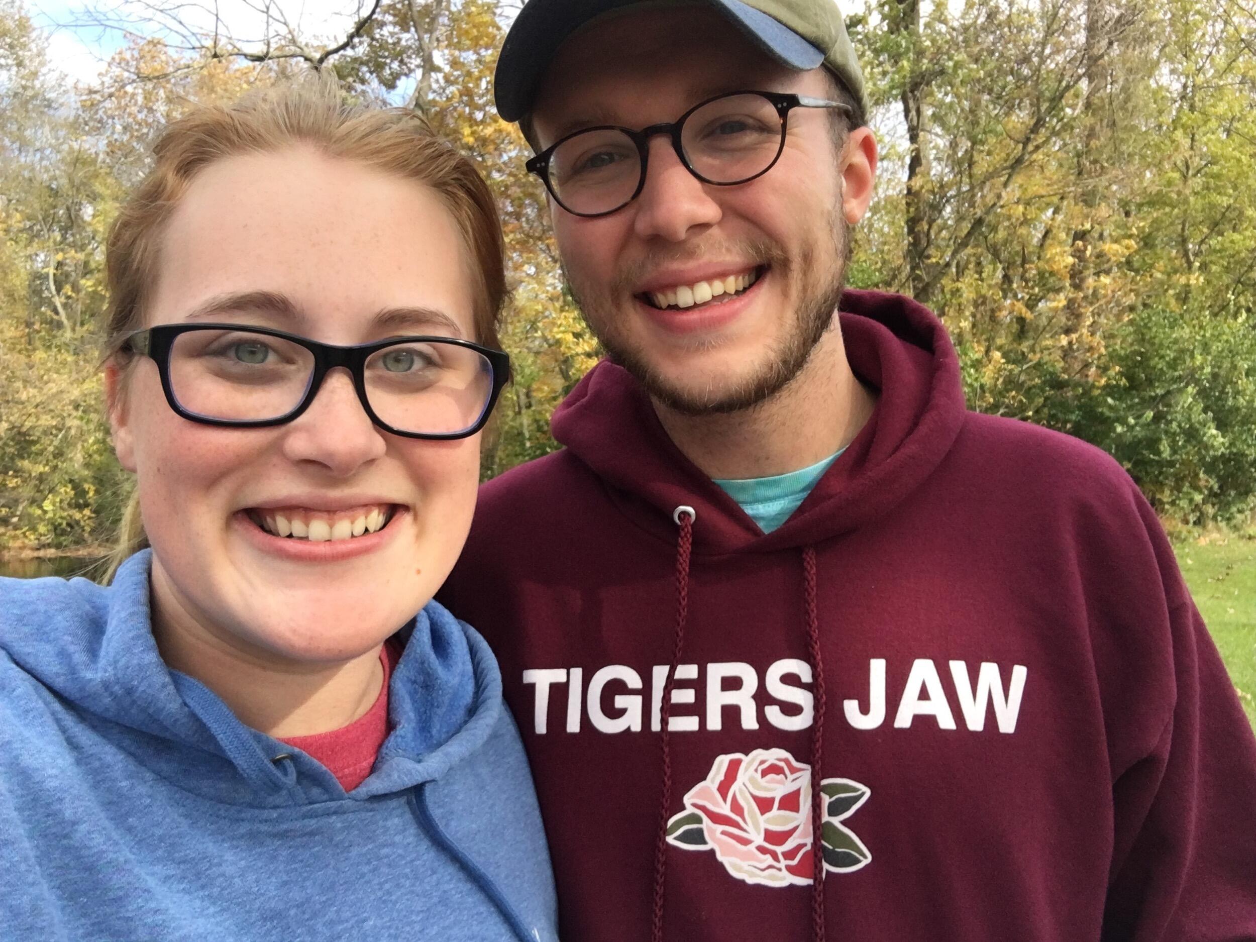The first date:

Jonathan drove to visit Haley at  Messiah College, where he spent the afternoon with her. 