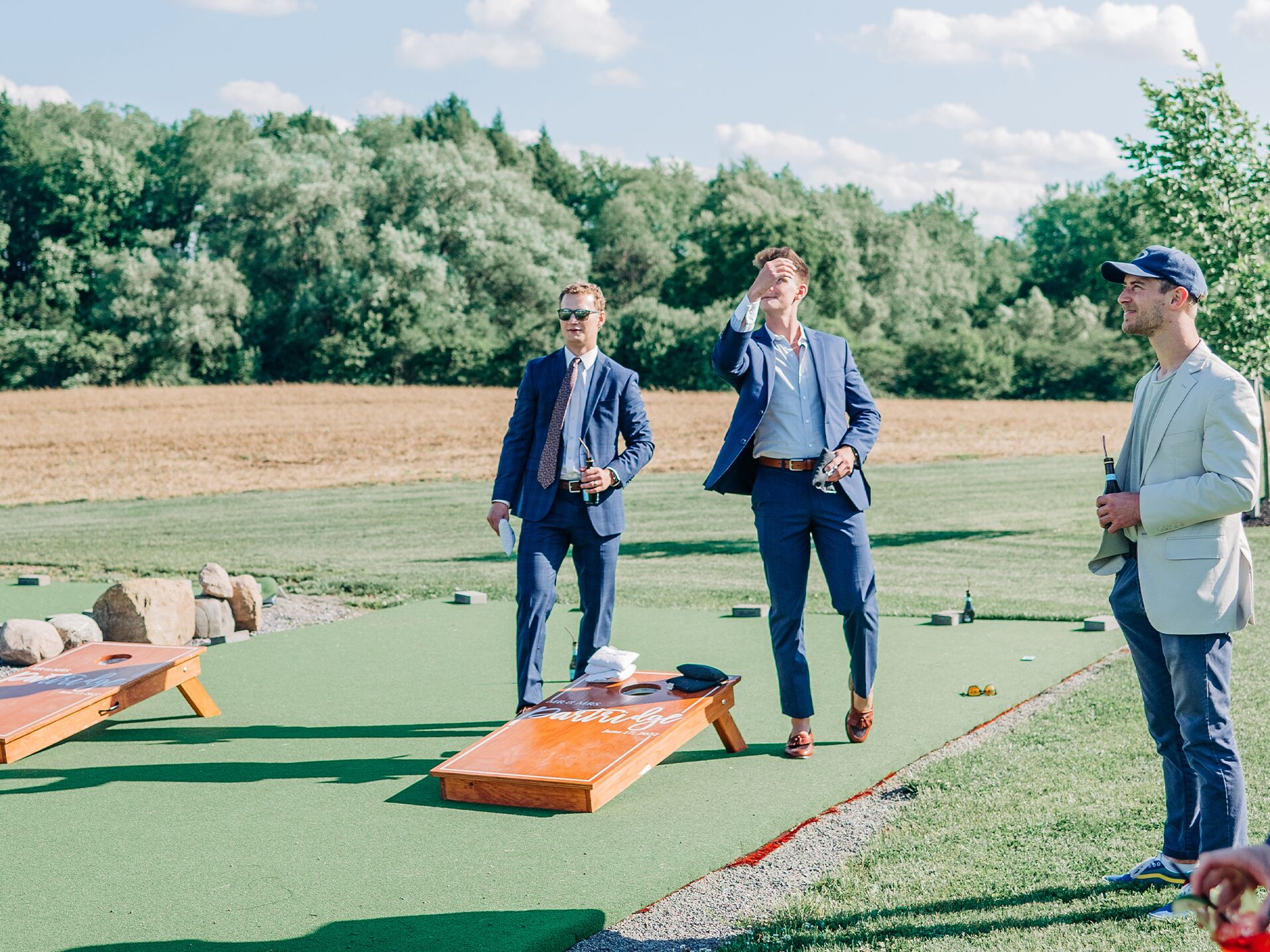 Outdoor game at a joint bachelor bachelorette party