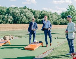 Outdoor game at a joint bachelor bachelorette party