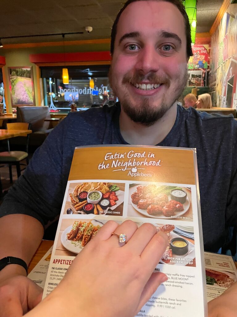 Celebrating our engagement (AT APPLEBEE’S LOL)