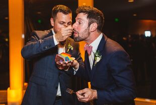 A gay wedding with a disco theme, cowboy cocktail attire and local