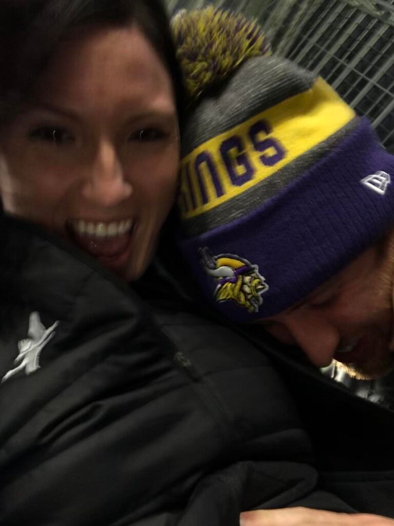 The challenge to take any photo with Greg is real. Even when Ally get's them amazing seats for the Vikings vs. Packers game.