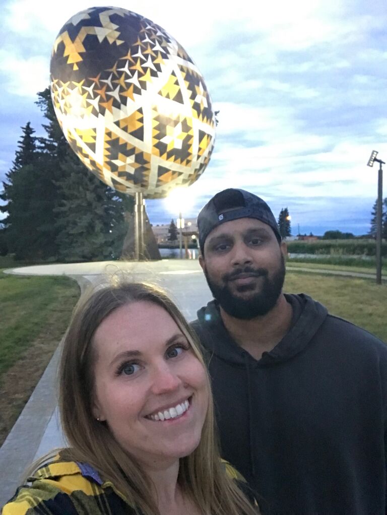 Vegerville is quite the happening place. We went to the county fair and obviously HAD to make a stop at the World's Largest Pysanka (Easter egg). It was a blast! We met up with a couple of my cousins at the fair, went on a single ride called the Zipper. Kavel isn't a ride person so for him to humour me and go on the most insane ride at the fair meant a lot to me. I nearly told him that I loved him while on the ride, but I chickened out. 