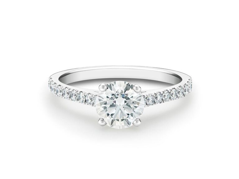 classic pavé round brilliant diamond engagement ring