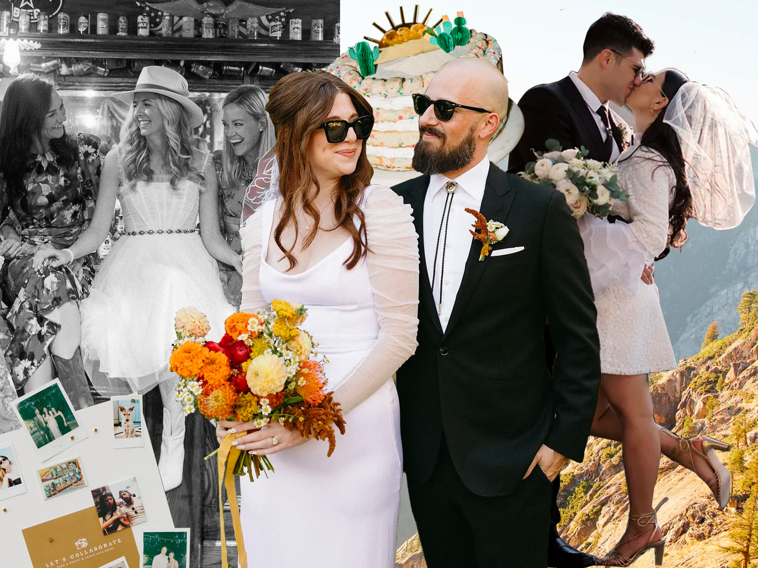 Bride and groom sunglasses casual wedding