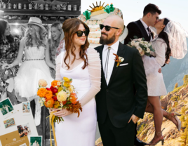 Bride and groom sunglasses casual wedding