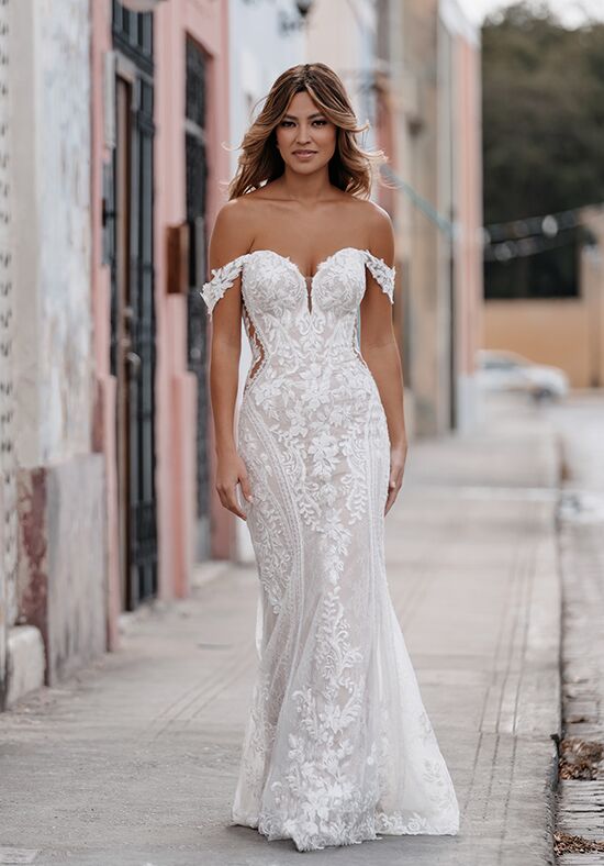 Romantic Lace Sheath Wedding Dress  Allure Bridals 9808 – Wedding