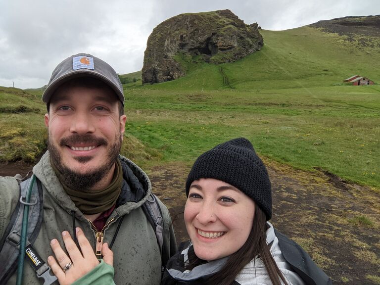 Gavin and Amber took their first international trip together, starting by visiting Disneyworld and ending with an unforgetable trip to Iceland.  In Iceland, Gavin and Amber proposed to each other. Gavin proposed while they were exploring a cave under the midnight sun and Amber proposed on a whale watching boat tour. They came back from Iceland ready to begin the rest of their lives together (officially). 