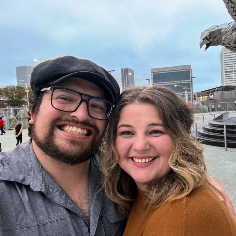 Emily then went to Nashville venue, The East Room to watch Luis' band play. Emily did not even know Luis played piano until that gig! One late night trip to Waffle House after the show lead to the first kiss.