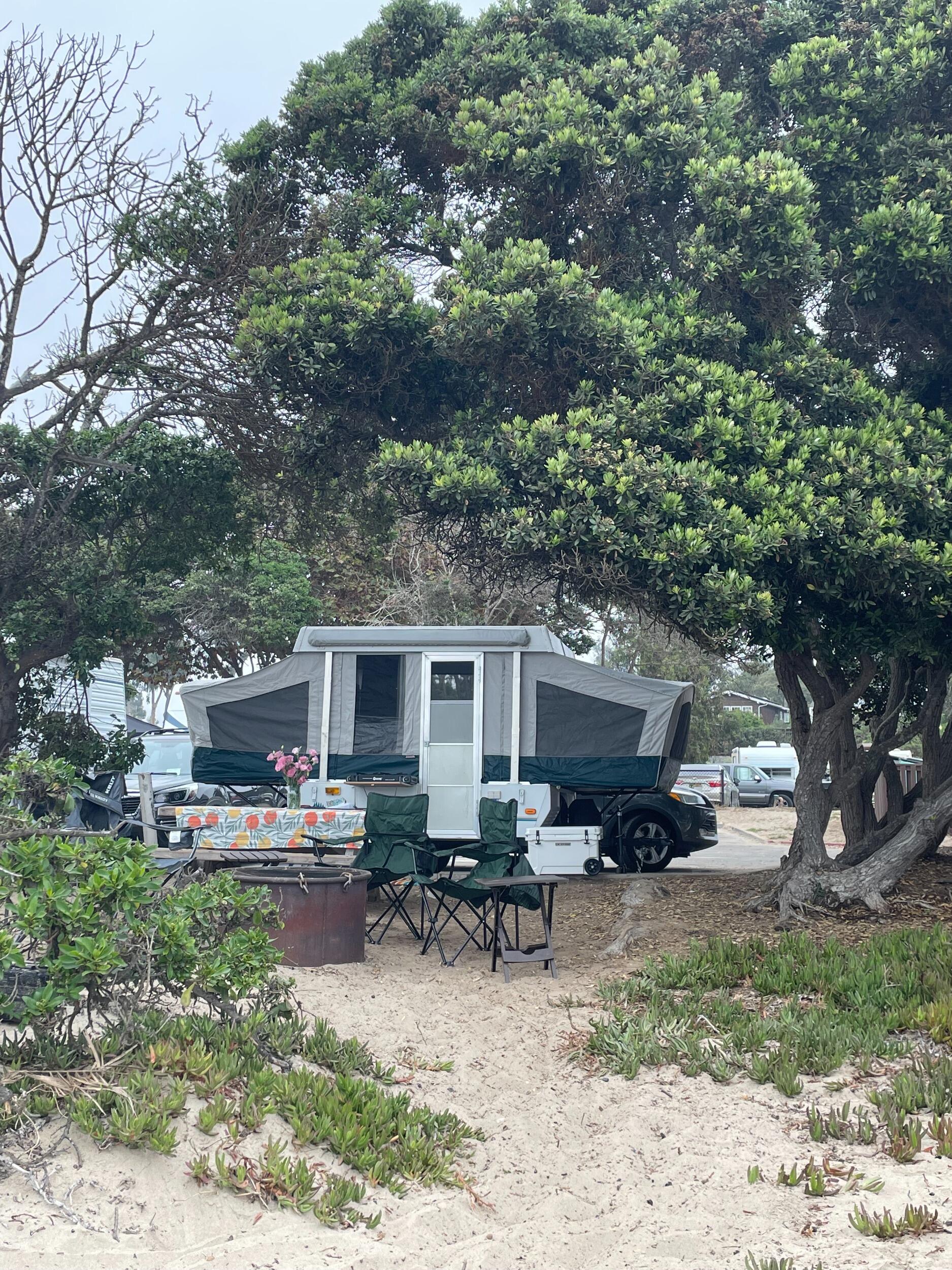 One of the earliest camping trips we took with our friends to Carpinteria beach, we said "I love you" for the first time