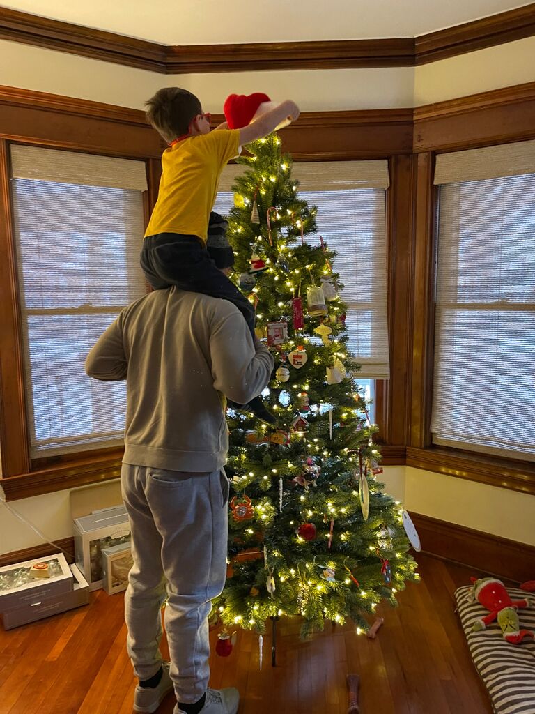 Our first family tree with everyone’s ornaments!