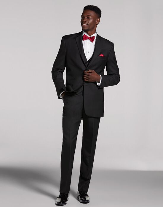 MEN'S WEARHOUSE Pronto Uomo Black Notch Lapel Suit Wedding Tuxedo | The Knot