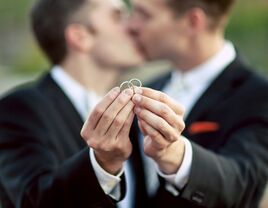 Grooms with wedding bands