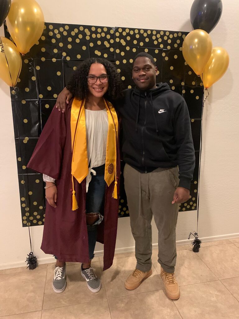 This was our first photo together just as friends at my graduation party.