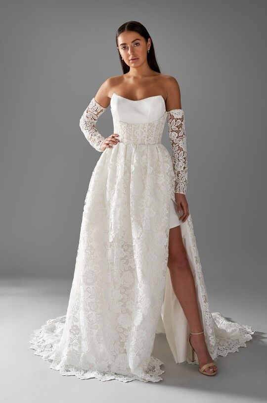 Adding sleeves to a strapless wedding dress best sale