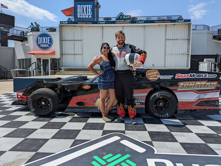First long car ride together! Went to Richmond Virginia with friends Nick (groomsman) & Mewael to visit the raceway. Brett & Nick also got to ride in official race cars and get a chance to feel the incredible speeds of NASCAR racing.