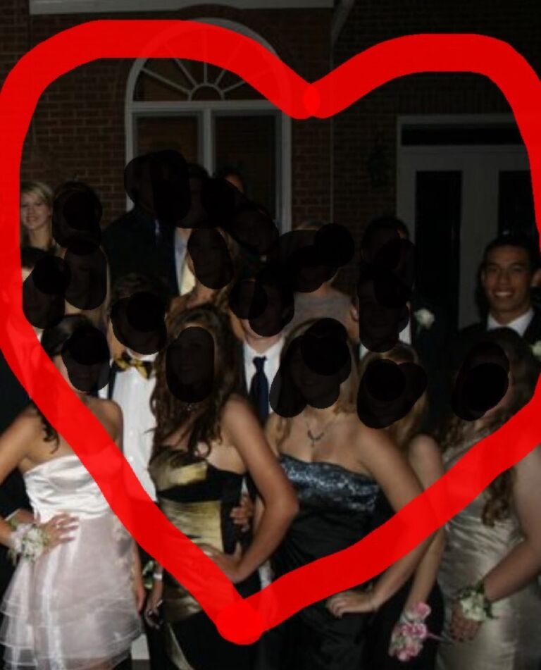 The first known photo of us (see far left and far right) at Julia's high school homecoming our junior year. We didn't know each other and didn't speak at all that night. Proof that your soulmate could be right next to you and you just don't know it yet.