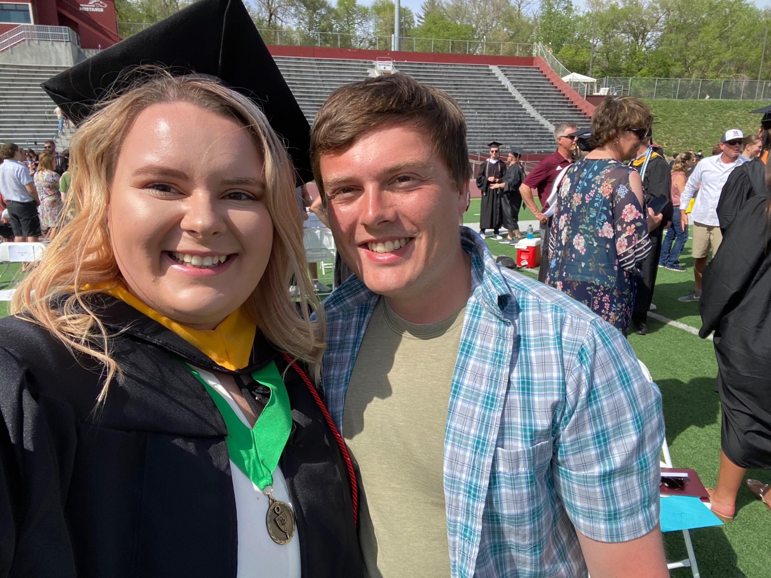 The day of Sue’s undergraduate Graduation in Sioux City, IA. Sue received her Bachelor of Science in Biology, minoring in Chemistry and Business, representing the Alpha Psi Omega Honor Society and Beta Beta Beta Honor Society.