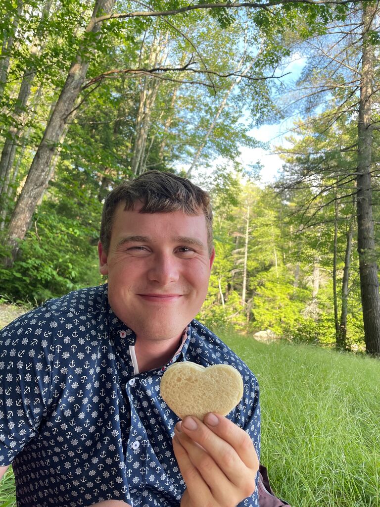We had a picnic together with heart-shaped sandwiches.