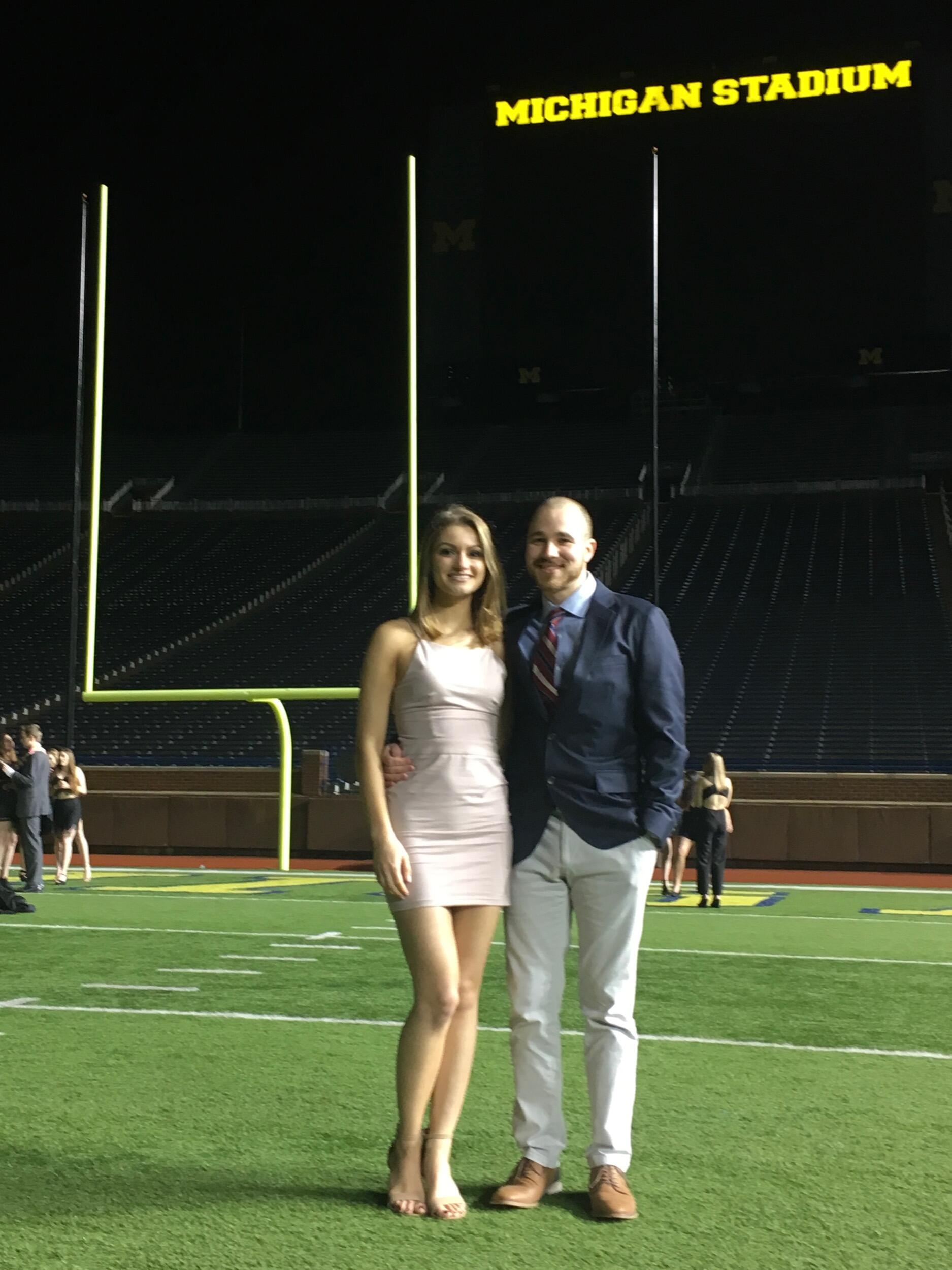 This is the first photo that exists of Alexa and Dave together, taken during her sorority date party at the big house! They met through mutual friends in Ann Arbor. Alexa was in her senior year of college and Dave, a recent graduate from Michigan State, was visiting. 