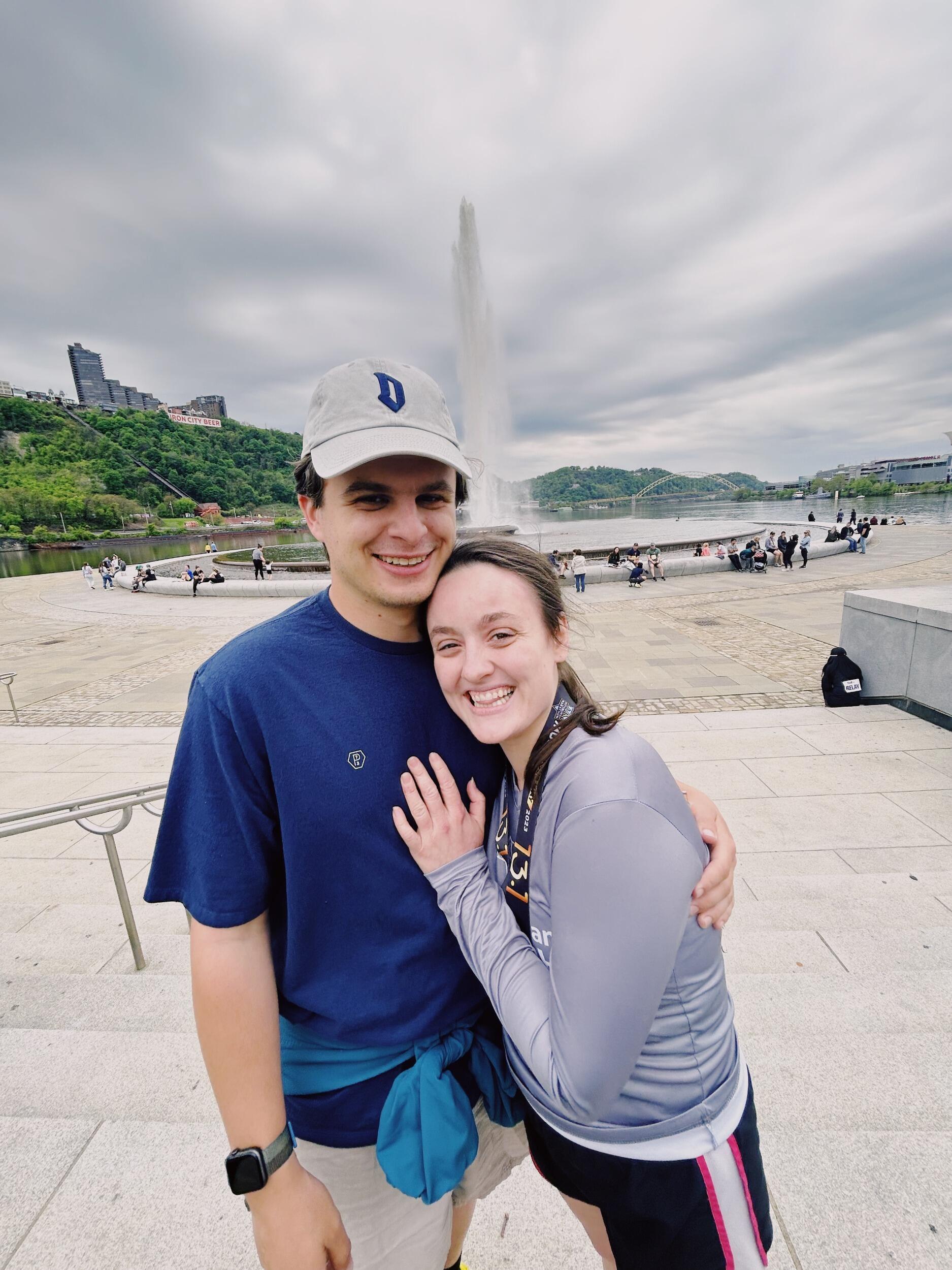 Supportive boyfriend alert! Fritz waited at the finish line as Katy ran the Pittsburgh Half Marathon. A year later, Fritz would finish the same race, but Katy was no where in sight. In fact, she was in Nashville. 