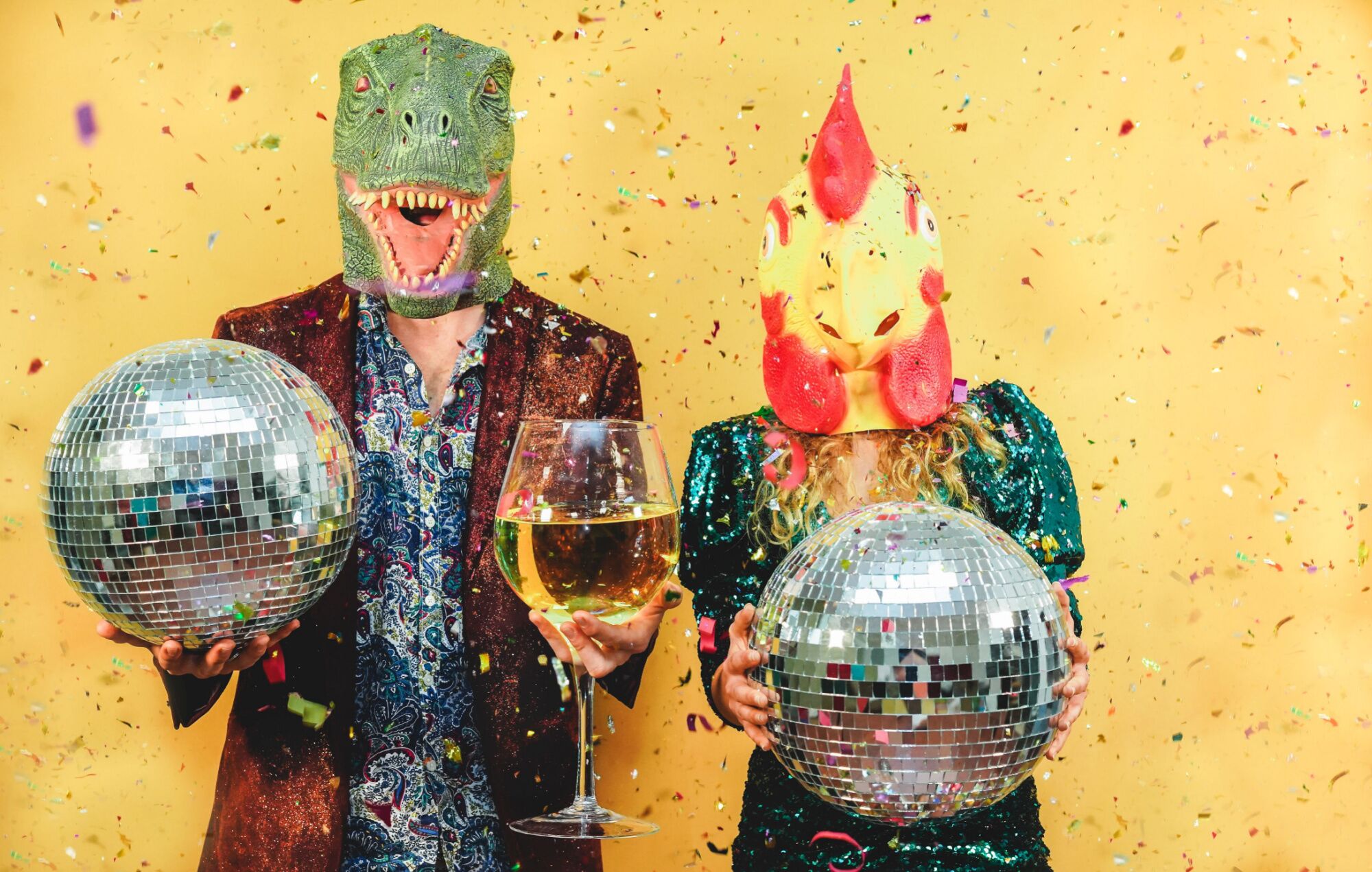 Funny Anniversary Quotes - Image of couple dressed as T-Rex and Chicken