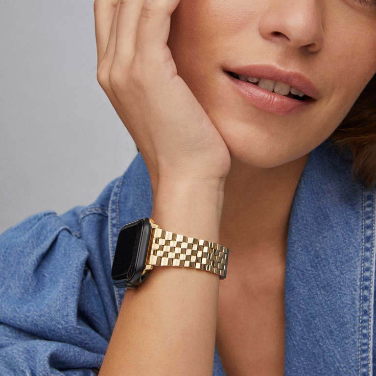Gold smartwatch band anniversary gift from Kendra Scott