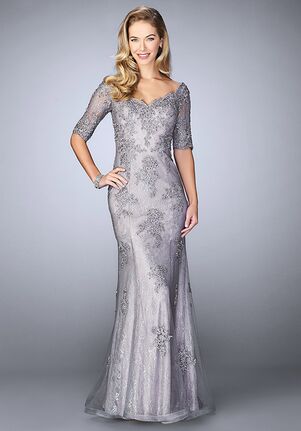 grey lace mother of the bride dress