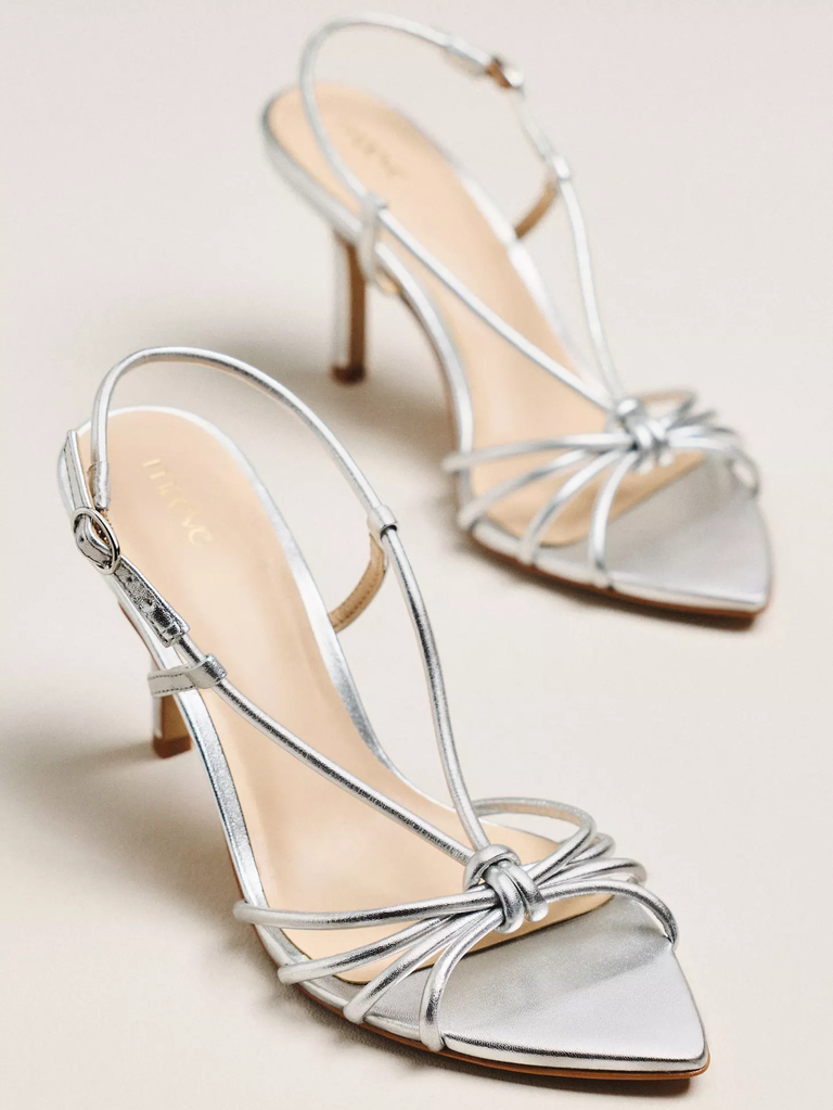 Maeve silver pointed-toe heels